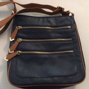Navy & Brown Shoulder Bag